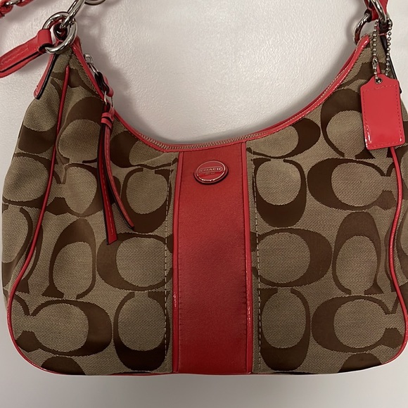 Coach Canvas and Coral double straps Handbag, great used condition. - Picture 3 of 8